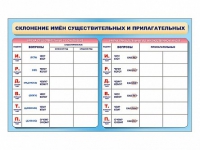 Фрагмент (демонстрационный) маркерный (двухсторонний) "Склонение имен существительных и прилагательных" - «globural.ru» - Калуга