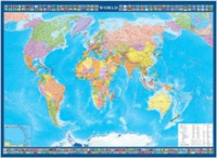 Настенная политическая карта мира с флагами на английском языке - «globural.ru» - Калуга