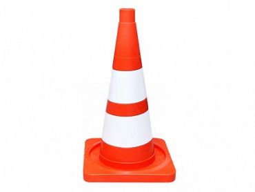 Сигнальный дорожный конус (мягкий, с двумя белыми полосами) - «globural.ru» - Калуга